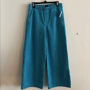 New GAP Ultrasoft Denim Striped Pull On Wide Leg Pants Size Small